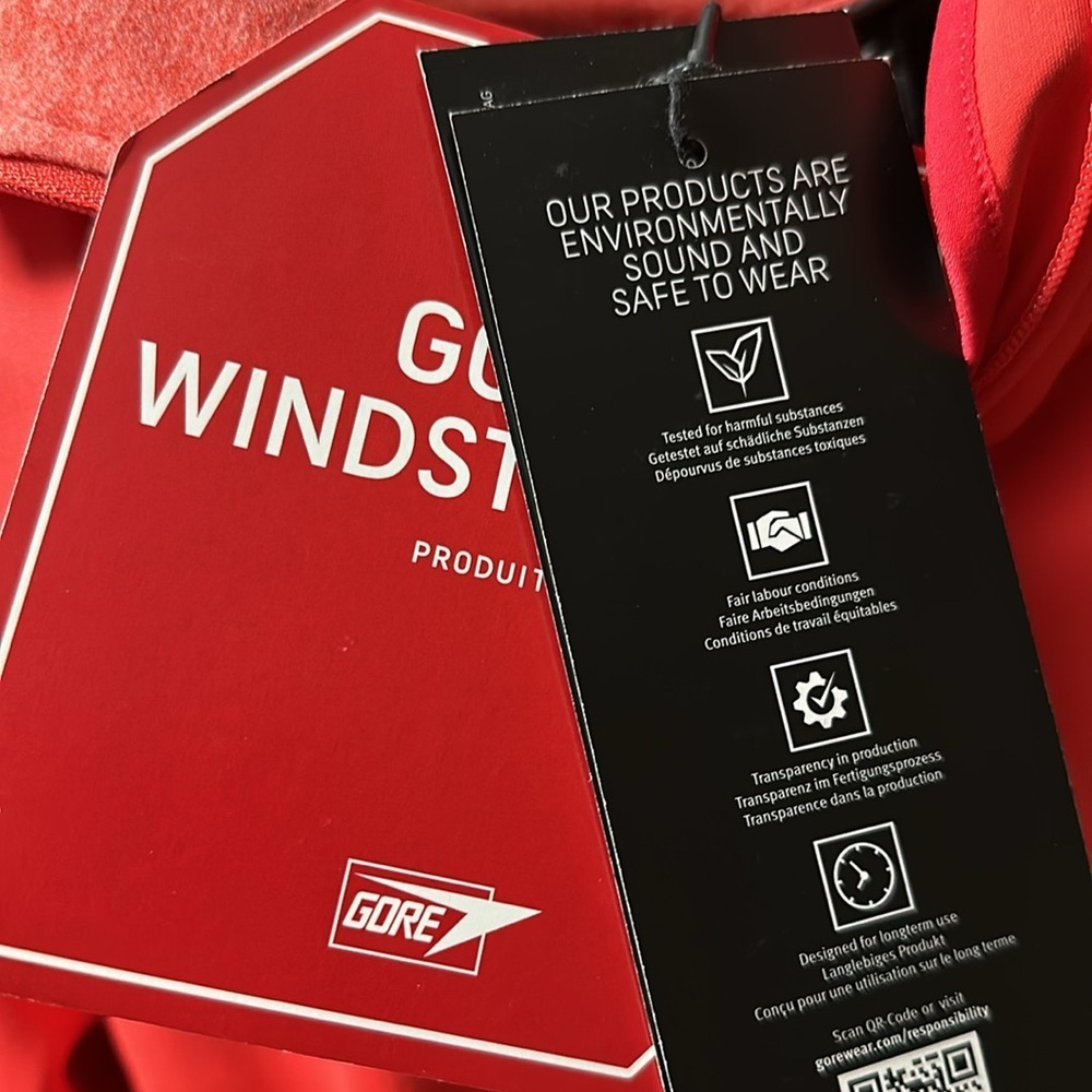 GORE Wear R3 Windstopper Hooded Running Jacket Red Windproof Full Zip Reflective - Picture 3 of 5